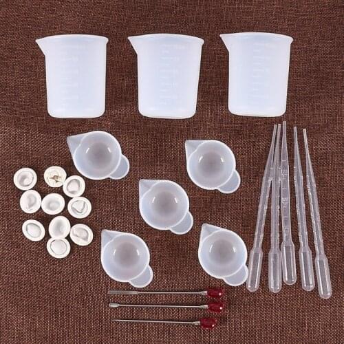1set DIY Silicone Measuring Cup UV Resin Molds Handmade Craft Making Casting Jewelry Tool Kit Supplies