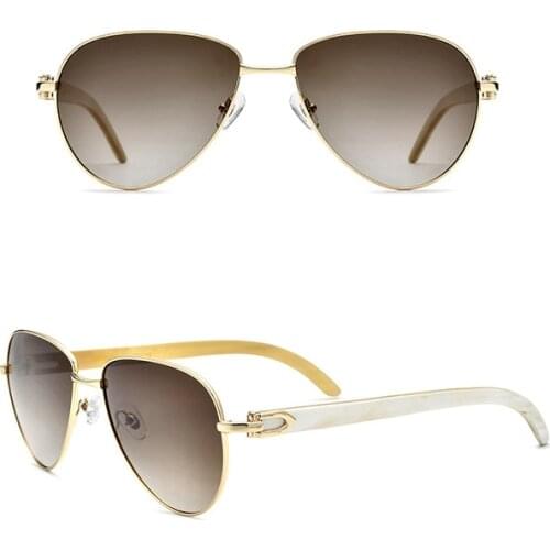 Belight Optical Women Men Nature Buffalo Horn Sunglass Luxury Unique Design Pilot Aviator Shape Men Box Case Free Shiping 10102