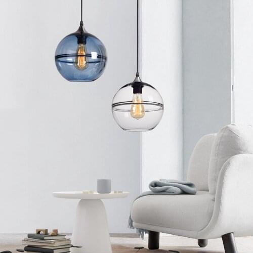 Modern Glass Pendant Lamp Clear/Blue Hanging Lights Lighting For Dining Room Living Room Bedroom Restaurant Fixtures Luminaire