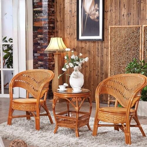 New Recliner Tea Table Garden Three-piece Woven Chair Balcony Small Table and Chair Negotiating Wicker Chair Chaise Rattan chair