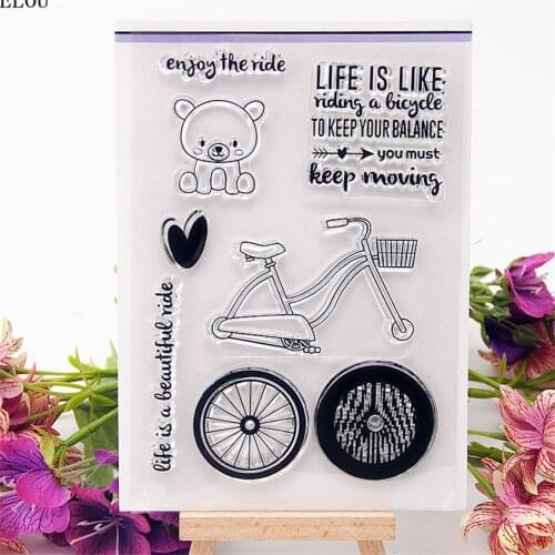 Bicycle Bear Transparent Silicone Rubber Clear Stamps Cartoon For Scrapbooking/DIY Easter Wedding Album