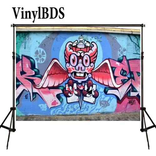 VinylBDS Background 10X10FT Vintage Abstract Graffiti Brick Wall Background Newborn Cartoon Backdrop for Photography Studio