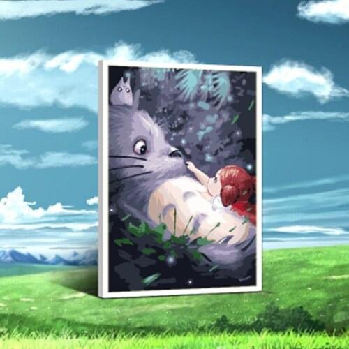 Japanese cartoon Totoro Hayao Miyazaki DIY digital painting I colored filling region number manual love family dream of hope