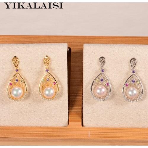 YIKALAISI 925 Sterling Silver Jewelry Pearl Earrings 2020 Fine Natural Pearl jewelry 6-7mm Earrings For Women wholesale
