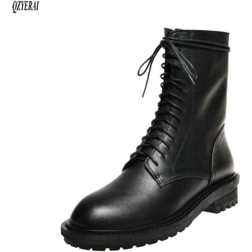 The European Genuine leather Womens boots Classic Martin boots Department of womens boots Womens shoes