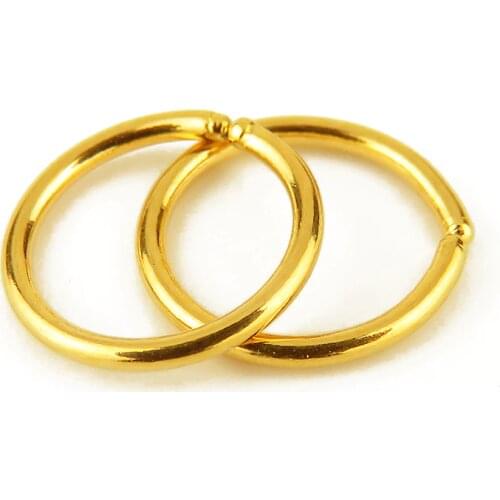 Solid 24K Yellow Gold Earrings Women 999 Gold Round Hoop Earrings P6287