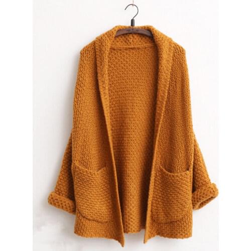 Womens Winter Cardigan Coat Tops Chunky Knitted Look Thin Sweater Jumper