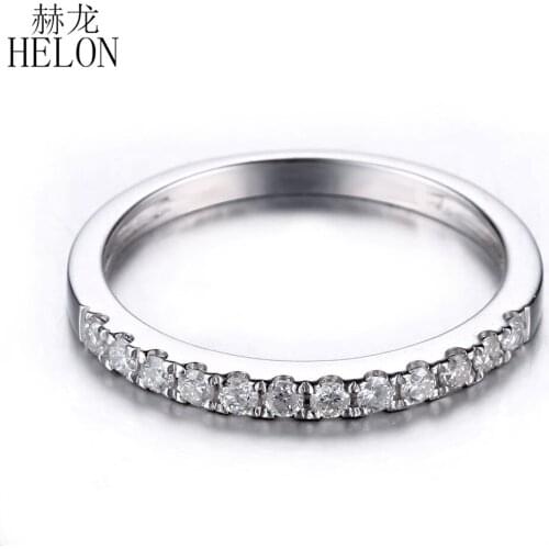 HELON VVS/DEF Moissanite Ring Sterling Silver 925 Round Lab Grown Diamond Moissanite Half Eternity Band Women Wedding Jewelry