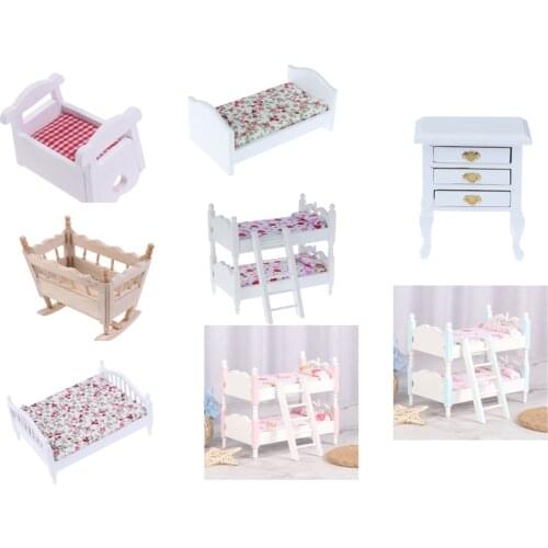 1Pc 1:12 Mini Doll bed for Dolls Dollhouse Bedroom Furniture Dollhouse Stroller for dolls Toy For children Doll Pretend Play Toy