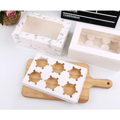 10Pcs Party Clear Window Cupcake Box Dessert Muffin Birthday 2-6 Cups Cake Removable Tray Mold Christmas Wedding Bakery Kitchen