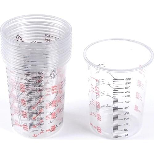 10Pcs Plastic Paint Mixing Cups 600ml Mixing Pots Paint Mixing Calibrated Cup For Accurate Mixing of Paint and Liquids