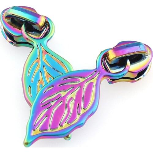 12pcs Rainbow Zipper Sliders Head #5 Leaves shape Alloy for Jacket Coat Pocket DIY Handwork Bag Luggage DIY Sewing Craft