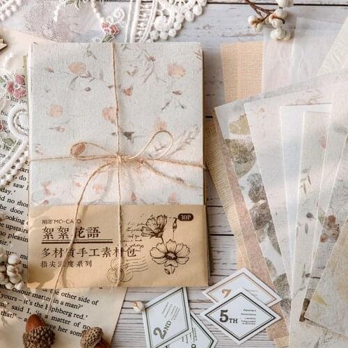 30 Sheets Retro Floral Message Decorative Scrapbooking Papers for Travel Journal DIY Decoration Craft Material