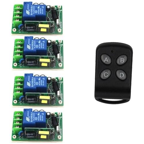 AC 85V-250V 110V 30A 4CH RF Wireless Remote Control Switch System 1 Transmitter and 4 Receiver SKU: 5484