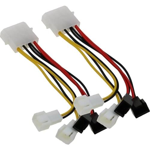 2pc 4-Pin Molex To 3-Pin Fan Power Cable Adapter Connector 12V Computer Cooling Fan Cables For CPU PC Case Fan