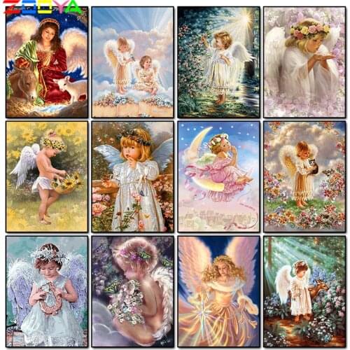 ZOOYA DIY 5D Diamond Painting Angel Diamond Embroidery Full Square Round Drill Diamond Mosaic Girl Angel Picture Home Decoration