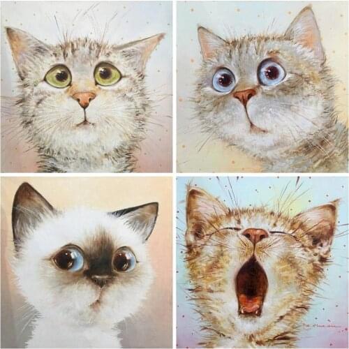 Gatyztory 60x75cm Frame Color Cat Animals Diy Painting By Numbers Kit Modern Wall Art Picture Acrylic Paint By Numbers For Gift