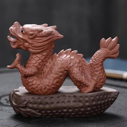 Yixing Purple Clay Tea Pet Handmade China Dragon Statue Boutique Tea Ceremony Decor Crafts Souvenir Teaware Accessories Gifts