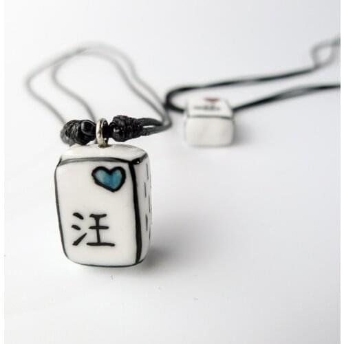 Chinese Character Ceramic pendant Necklaces Lovers fashion jewelries Free shipping #EY113