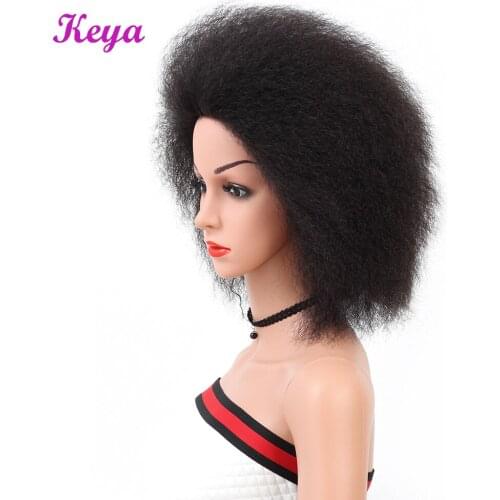 Short Afro Wig 6 Inch Kinky Straight Wig 1B Color High Temperature Fiber Synthetic Fluffy Wigs For Black Women