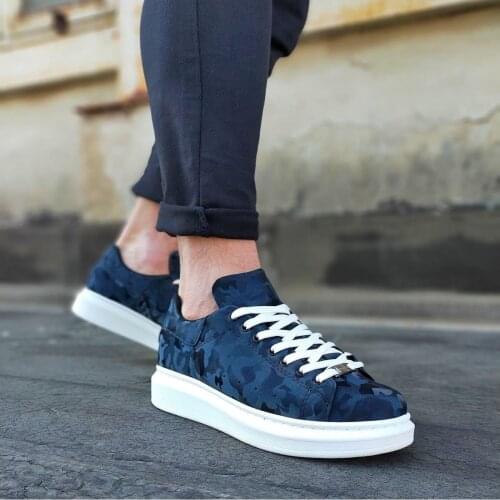 Babba WG501 Navy Blue White Hologram Mens High Sole Shoes. Spring Summer 2021 New Stylish