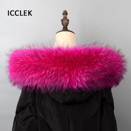 Genuine Raccoon Fur Hood Trim Luxury Furry Scarf Winter Warm Real Fur Collar Custom Made Park Down Coat Hood Fur Trim Big Size