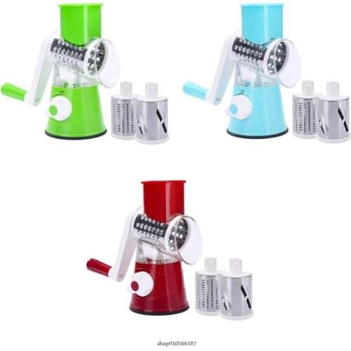 Vegetable Cutter Manual Cheese Shredder with Handle Kitchen Gadgets 3Blade Rotary Cheese Grater Stainless Steel Blades wholesale