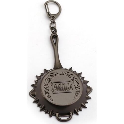 Playerunknowns Battlegrounds PUBG Keychain New 3D Saucepan Pendant Metal thorn Pan Key Ring Car Key Chain Game Jewelry