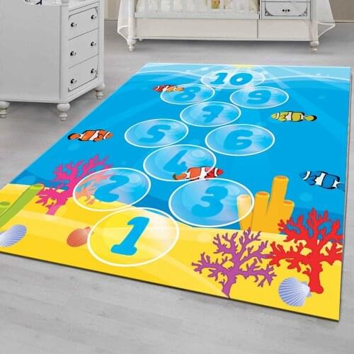 Underwater and Bubbles Game Patterned Carpet ,Non Slip Floor Carpet,Teens Carpet,Turkish Rug