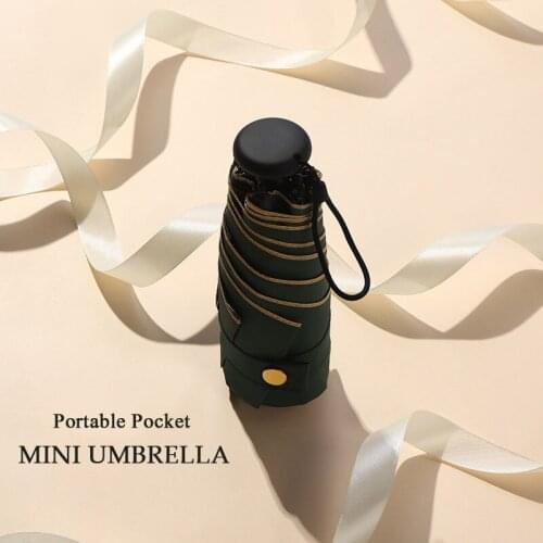 Portable Mini Gold Coating Anti-uv Ladies Umbrella Sun and Rain Dual-use Super Sunshade Thumb Pocket Umbrellas 2021 New