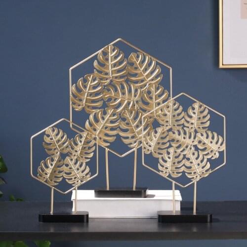 Nordic Ins Iron Golden Ginkgo Leaf Decoration Creative Home Living Room Wine Cabinet Porch Decoration Furnishing Paint Crafts