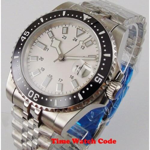 Sterile 40mm Automatic Mens Wristwatch Japanese Miyota 8215 movement white dial date sapphire glass jubilee bracelet luminous