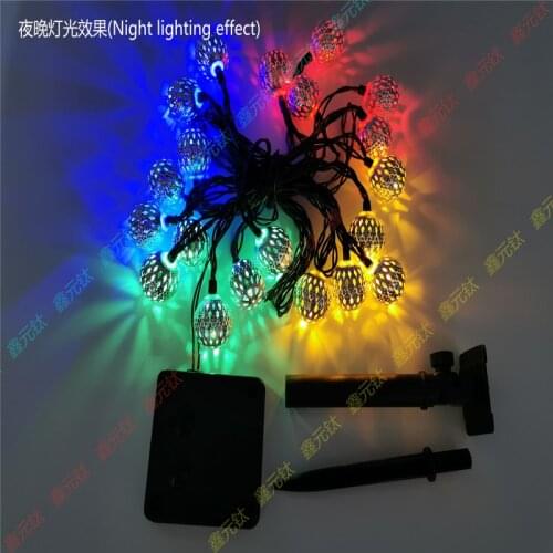 Solar lamp string LED lighting strings Iron ball shape 20led 30led 50leds warm white RYBG fairy lights christmas lights string