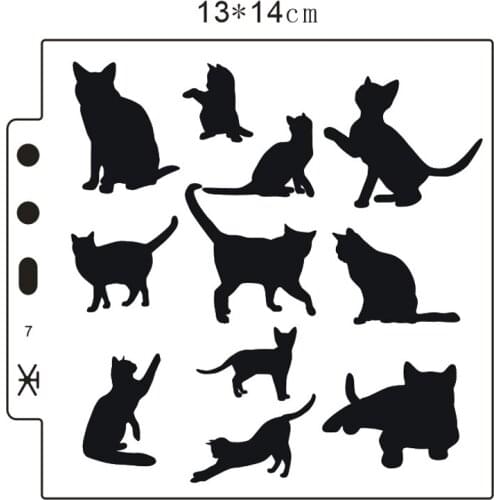 2pc Cute Cat Stencil Painting Template Voor Stencils For Walls DIY Scrapbooking Coloring Embossing Supplies Plastic Reusable