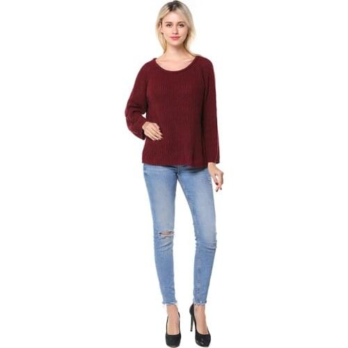 2020 Wine Red Knitted Sweater Autumn Winter Thick Warm Pullovers Female Loose Pullover Casual Outfits Tops Womens Sweater