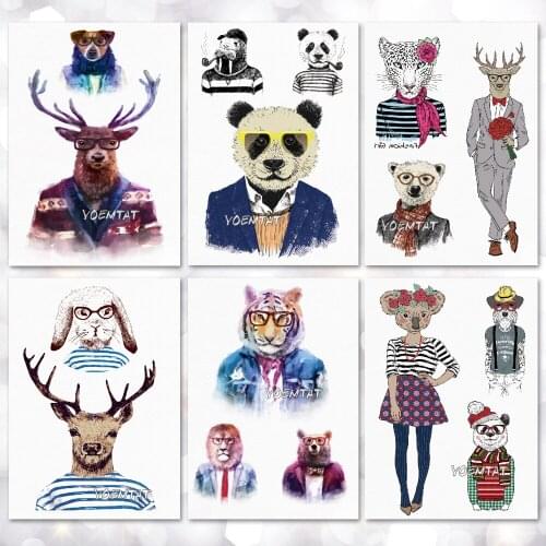 Waterproof Temporary Tattoo Sticker Panda and deer pattern tattoo Water Transfer body art fake tattoo for women men