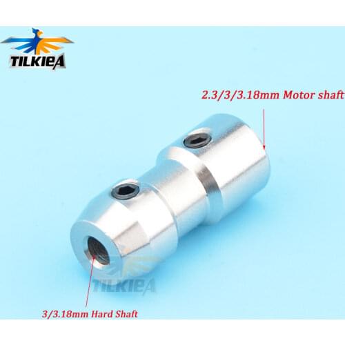 RC Boat Hard Shaft Coupling CNC Stainless Steel 2.3mm to 3.18mm / 3mm to 3mm / 3.18mm to 3mm Hard Shaft Collet Coupler