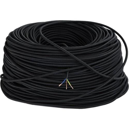 3 x 0.75mm Fabric Cable Cord Vintage Pendant Light Electrical Wire Balck Twist Braided Textile Electric Wire lamp Cables