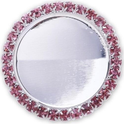 5pcs silver plated 25mm round pendant bezel,for jewelry making,1 inch pendant blank,with rhinestones,pink-10079738