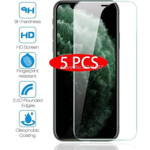 5Pcs Protective Glass on IPhone X XS 11 Pro Max XR 7 8 6s Plus 5 SE 2020 Screen Protector Tempered Glass for Iphone 11 Pro Glass