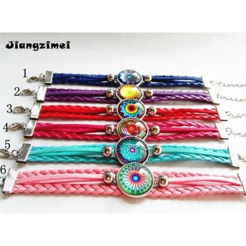 24pcs Mandala Flower,Flamingo,Unicorn,Tree of Life,Butterfly,Skull,Cartoon bracelets Glass cabochon women girl charm bracelet