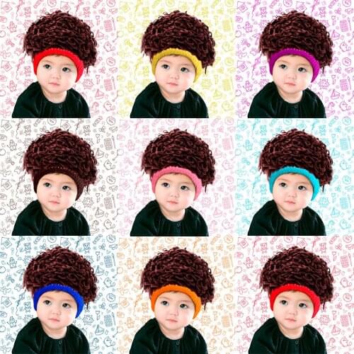 Baby Halloween Hat Personalized Boy Autumn And Winter Fashion Wig Wool Hedging Trendy Boy Funny Knitted Hat 2020