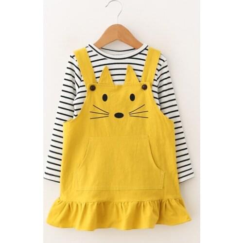 Children Cotton Causal Clothes Kids Tracksuit For Teens girls Dress Suit Overalls Clothing Set 2 pieces Striped t shirt Outfits