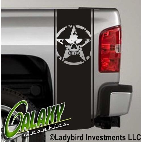 For Universal 1Set/2Pcs Army Star Skull Military Decal Truck Bed Stripes (Pair) - Ram Chevy Ford