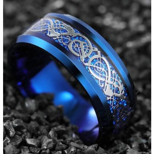 Classic Cool Nibelung Pattern Blue Mens' Ring New Round Alloy Male Ring Jewelry 2020 For Party Anniversary Accessories