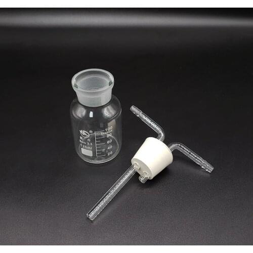 Laboratory Drechsel gas washing bottle device,Capacity 125ml,Multifunctional gas cylinder,Double-hole 7# rubber plug catheter