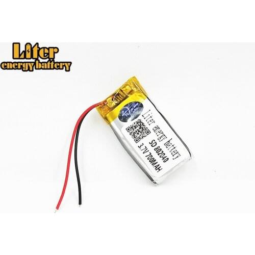 3.7V 700mAh Li-Polymer Polymer Rechargeable Accumulator 802040 Battery for Phone Dvr GPS Mp3 Mp4 Mp5 Bluetooth Speaker E-Book