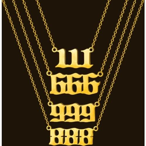 Stainless Steel Angel Number Necklaces Pendant Charms 111 222 333 444 555 777 888 999 666 Devil Necklace Minimalist Jewelry