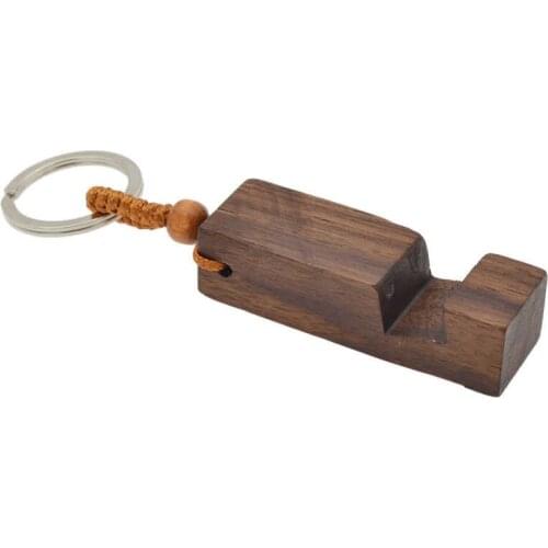 Fashion Wood Keychain Phone Holder Pendant Stand Car Keyring Accessories Small keychains Gifts