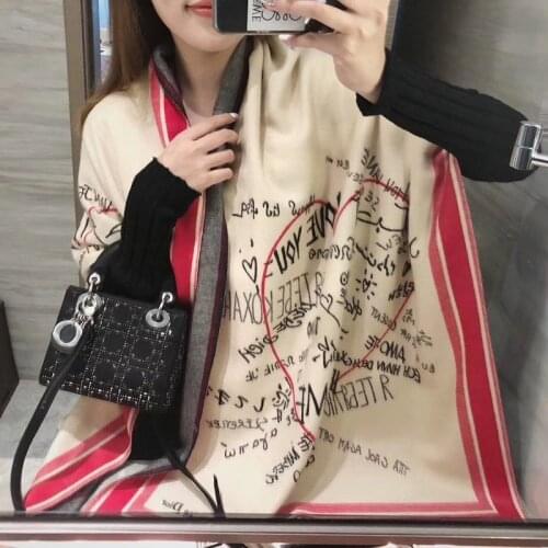 Fashion Winter Scarf Women Cashmere Warm Pashmina Foulards Lady Luxury Letters Scarves Thick Soft Bufanda Shawls Wraps 2020 New